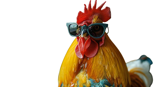 rooster with shades